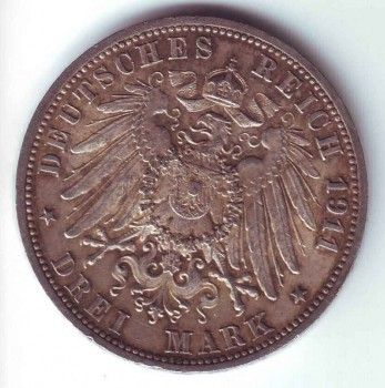Монета 3 марки 1911года, Артикул 161