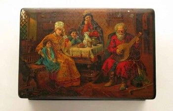 Шкатулка папье-маше антикварная, Артикул 4096