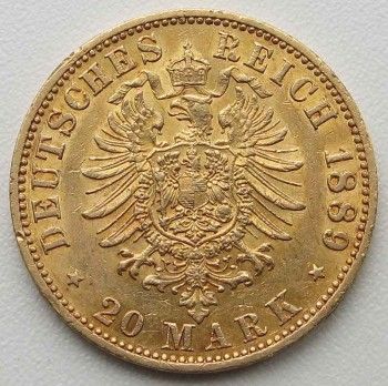 Монета 20 марок 1889 год, Артикул 301