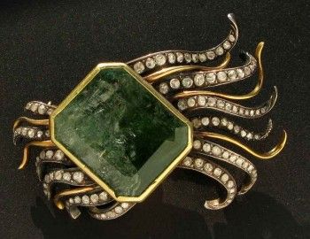 Брошь антикварная с изумрудами 42 карата, Артикул 192