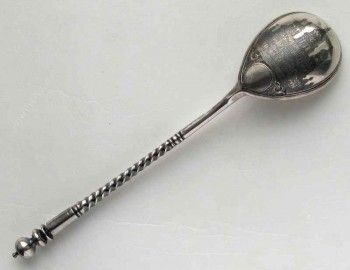 Ложка серебро 84 пробы чернь Храм, Артикул 1056