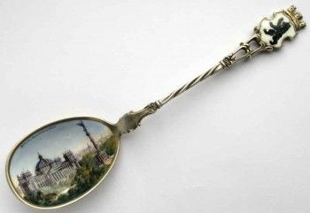 Большая столовая ложка с живописной эмалью, Артикул 1116