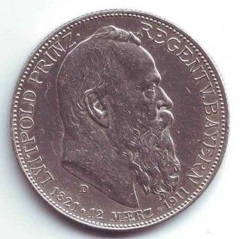 Монета 2 марки Бавария 1911год, Артикул 8158