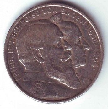 Монета 2 марки Баден 1906 год, Артикул 8159